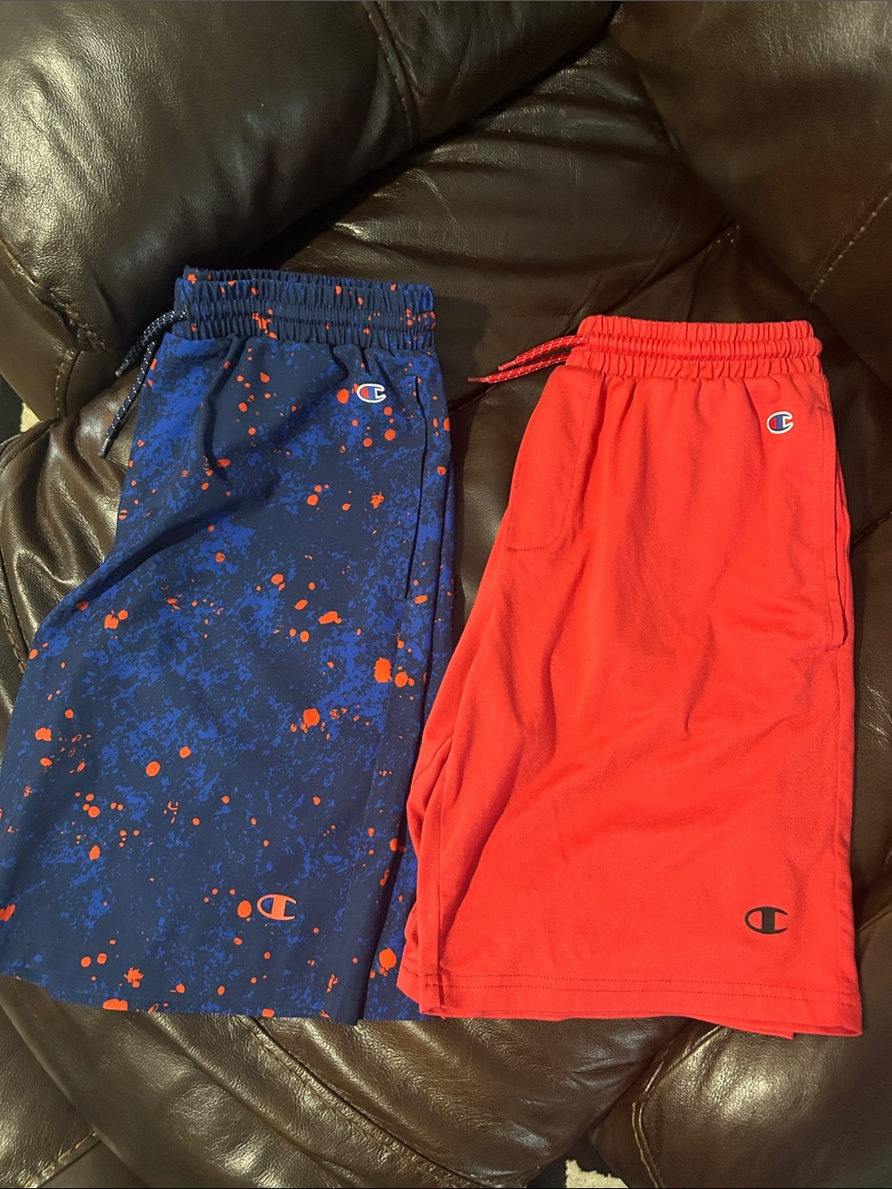 Champion XL 14/16 Kids' Red & Navy Splatter Athletic Shorts Set